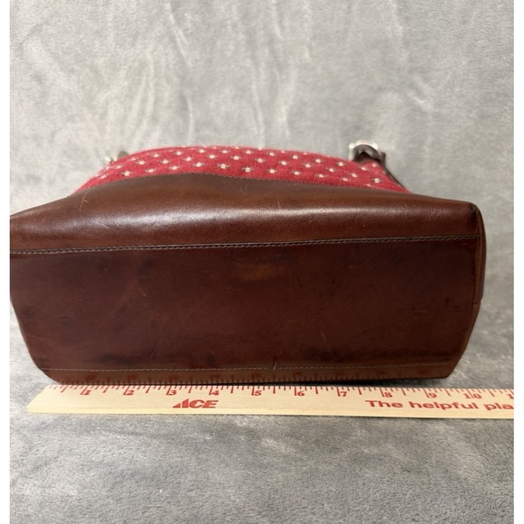 Brighton Tapestry Red Brown Leather Shoulder Bag Small Lightweight Vintage - Picture 5 of 10